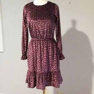 MICHAEL Michael Kors Purple L/S Scales Print Lined Elastic Waist Dress Small